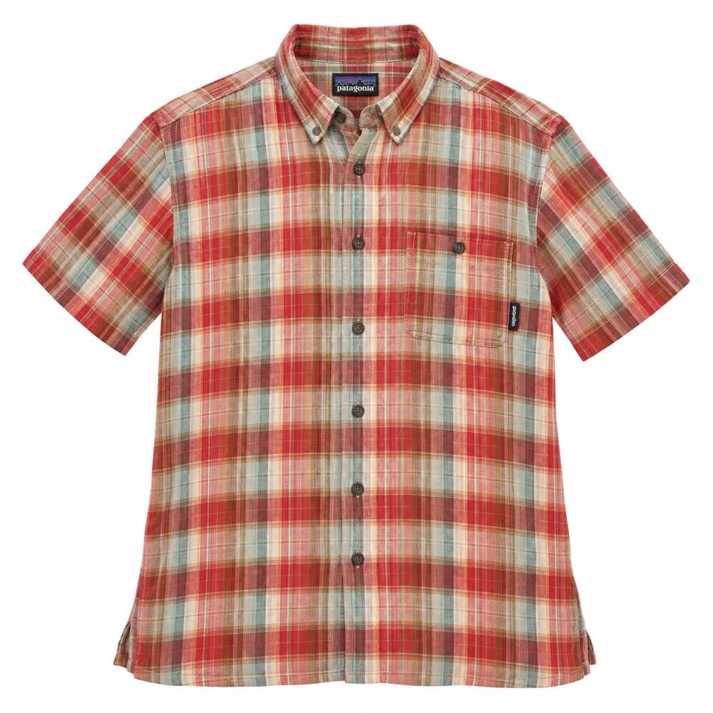 Patagonia Short Sleeve Button Up Plaid Sz XXL Organic Cotton Pumpkin Autumn